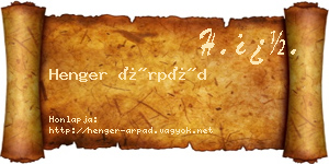 Henger Árpád névjegykártya