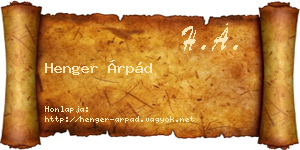 Henger Árpád névjegykártya